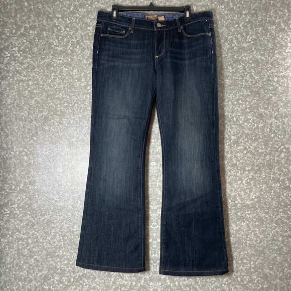 Paige Dark Wash Low Rise Laurel Canyon Bootcut Jeans - Size 31 - Flare Jeans - Picture 1 of 8